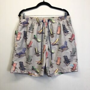 Tommy Bahama Relax Swim Trunks‎ L All Over Beach Chair Lounge Chair Print